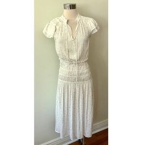 CURRENT AIR DANDELION FOLL PRINT MIDI DRESS